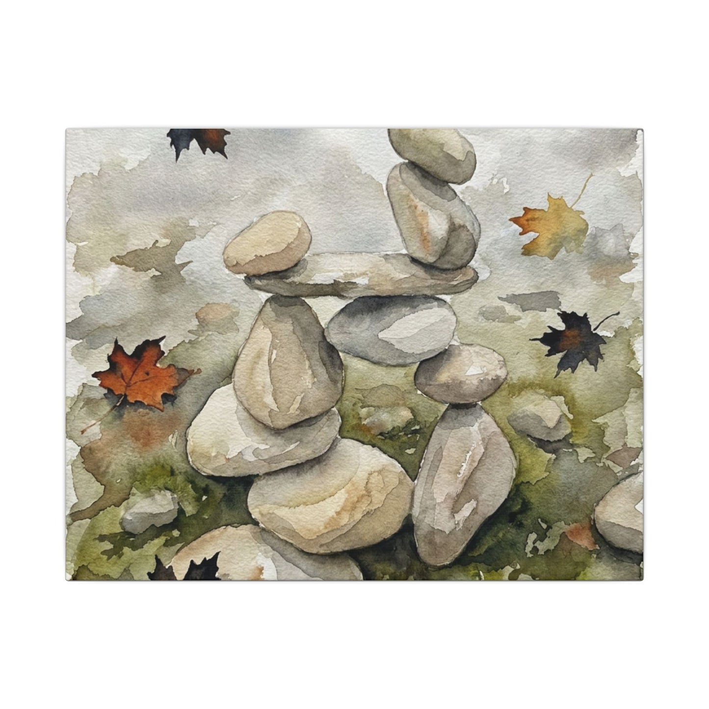 Overcast River Stones Canvas Art - Japandi Fukinsei