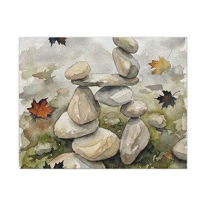 Overcast River Stones Canvas Art - Japandi Fukinsei