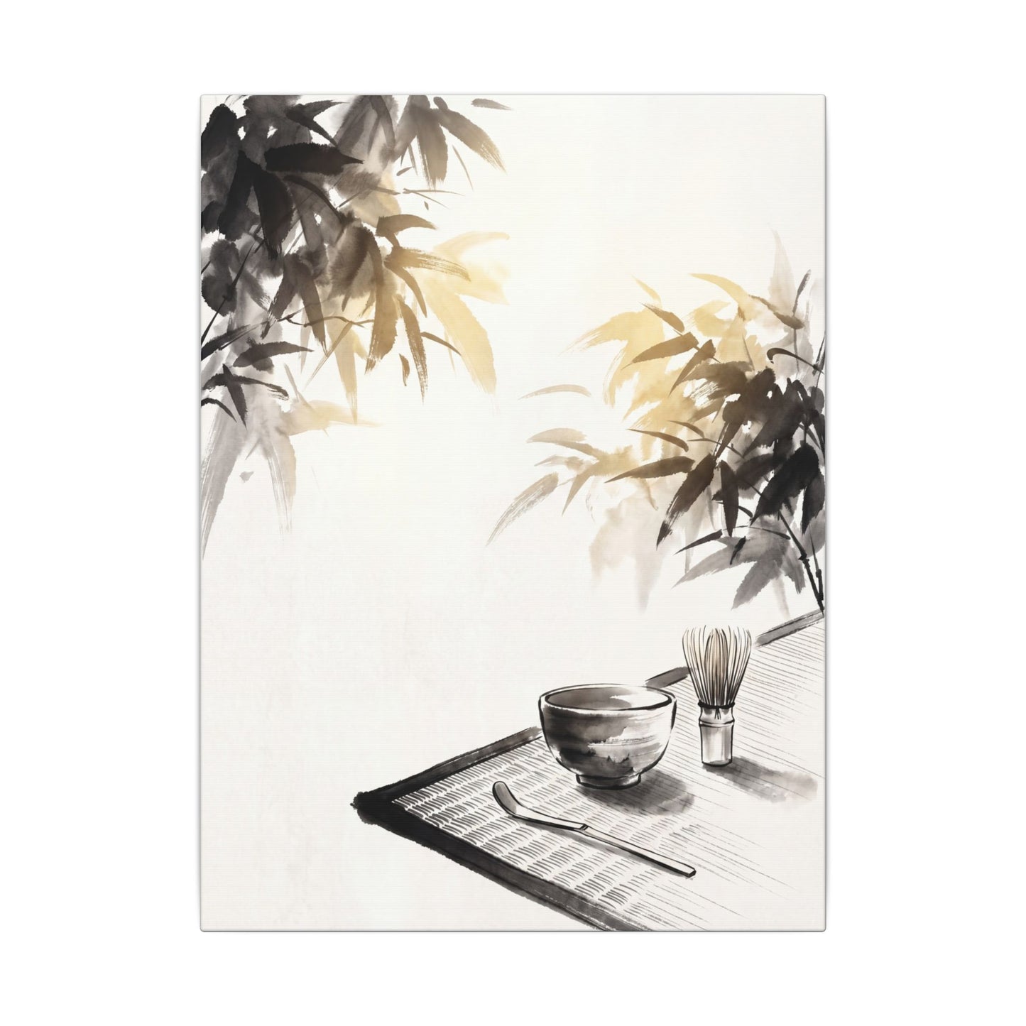 Tea Ceremony Sumi E Canvas Art | Serene Zen Art