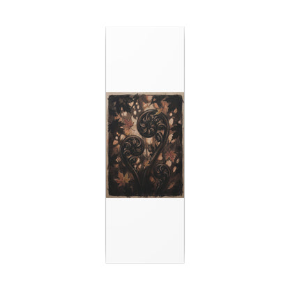 Mono No Aware Fern Unfurling Canvas Art - Dark Japandi Charcoal Ink