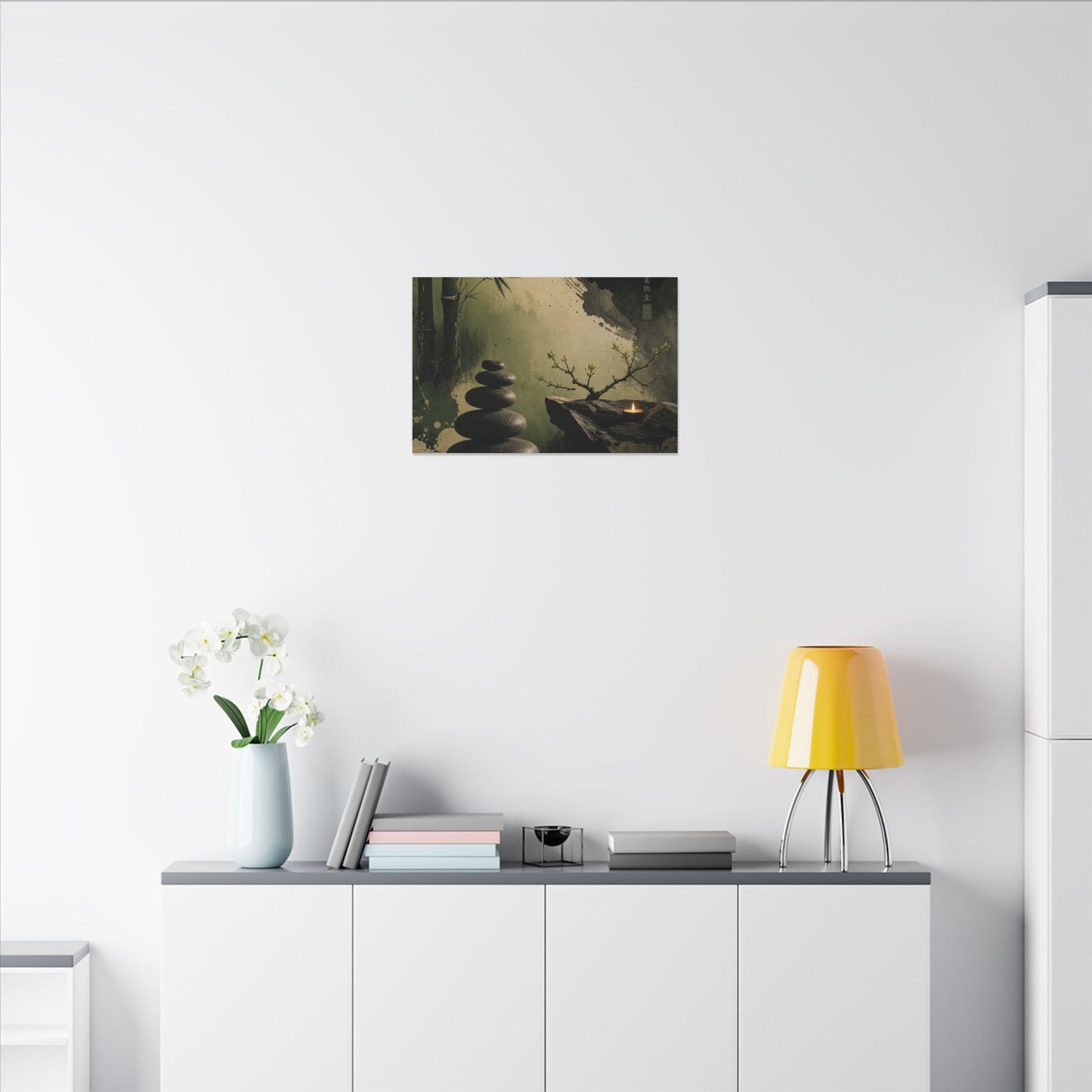 River Stones Spring Canvas Art | Zen Contemplative Design