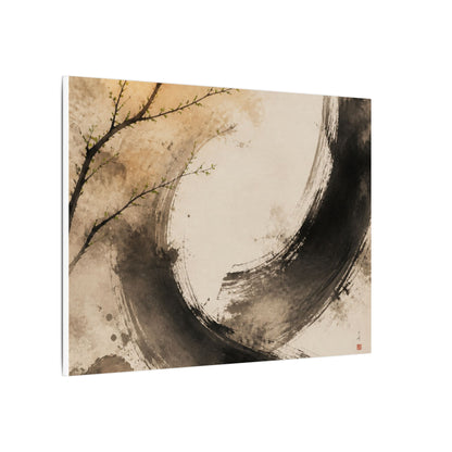 Japandi Ink Brushstroke in Golden Hour | Watercolor Canvas Art