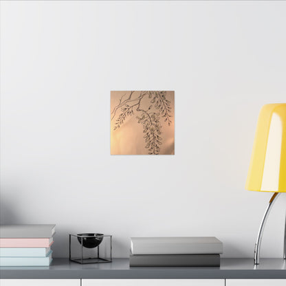Japandi Wisteria in Candlelight | Minimal Line Canvas Art
