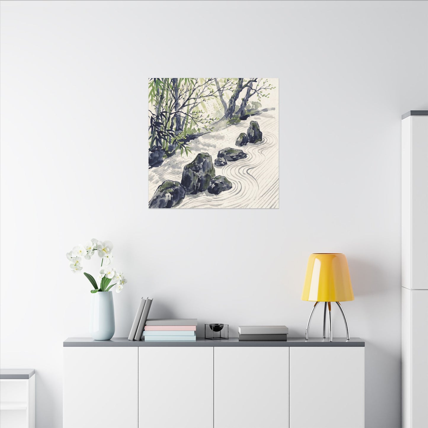 Dappled Rock Garden Canvas Art - Zen Mono No Aware