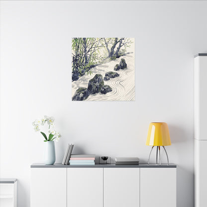 Dappled Rock Garden Canvas Art - Zen Mono No Aware