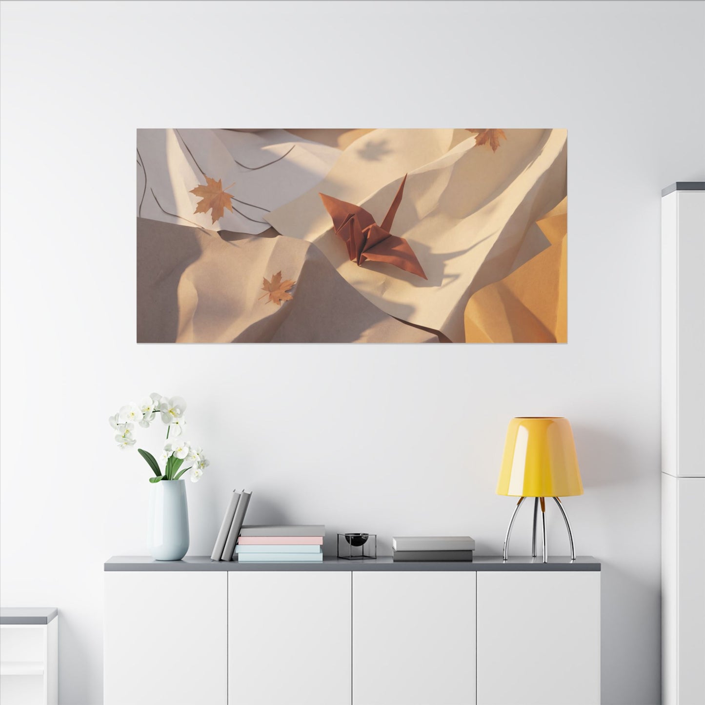 Autumn Paper Fold Minimal Line Canvas Art | Cozy Decor