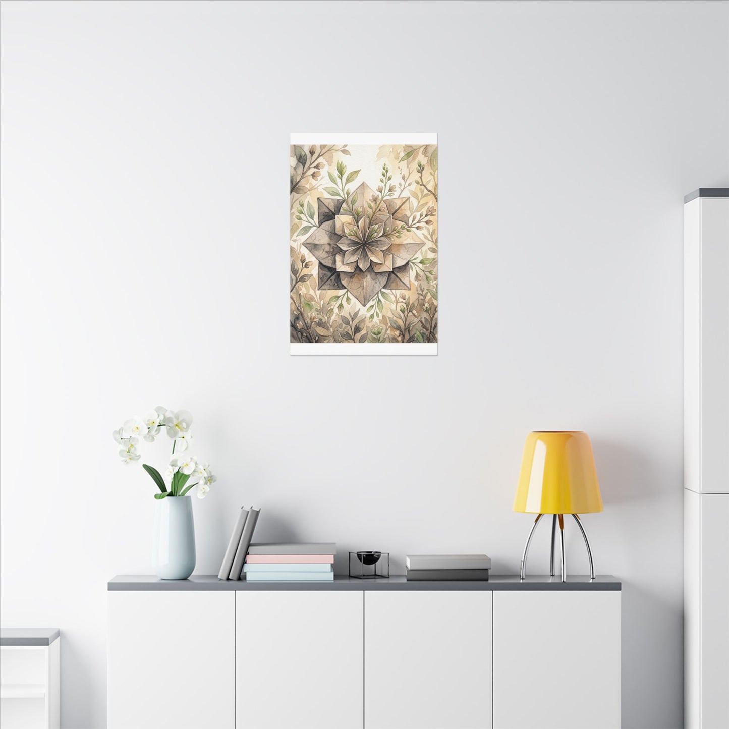 Warm Paper Fold Canvas Art - Watercolor Japandi