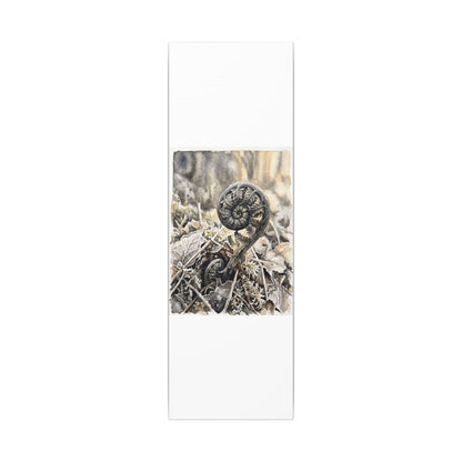 Japandi Fern Unfurling in Golden Hour | Watercolor Canvas Art