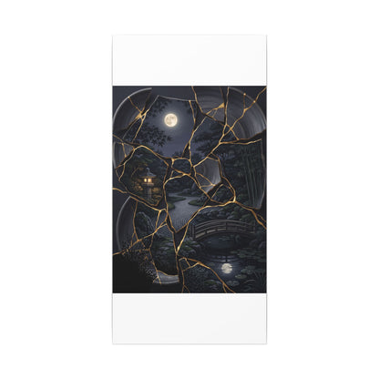 Kintsugi Moonlit Garden in Golden Hour | Gold Repair Canvas Art