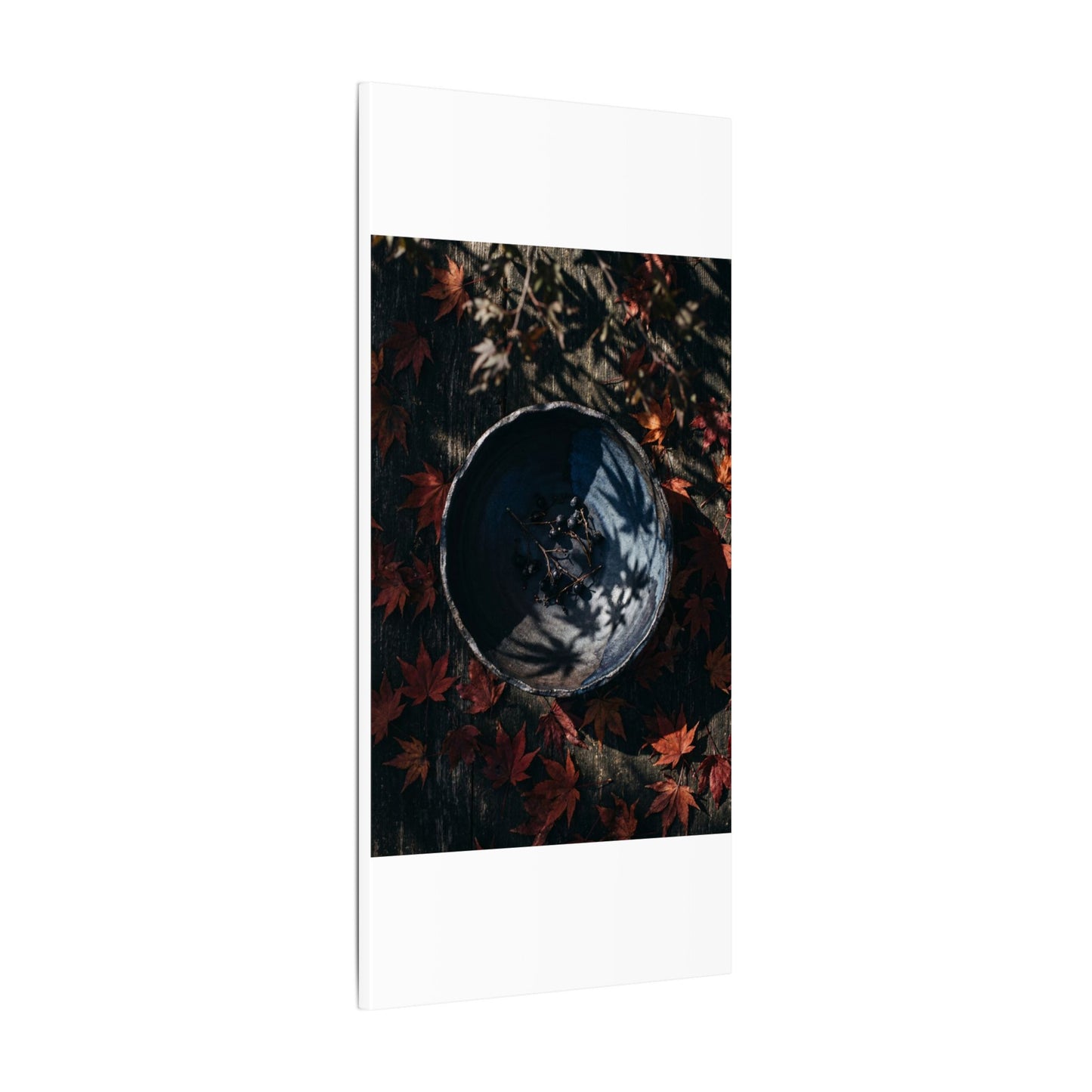 Autumn Ceramic Bowl Shadow Zen Canvas Art | Bold Decor