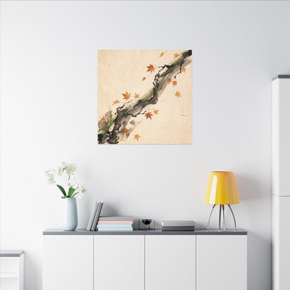 Ink Brushstroke Autumn Canvas Art | Zen Calm Design