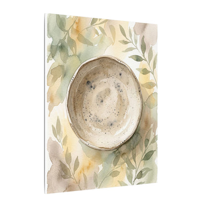 Ceramic Bowl Watercolor Canvas Art | Warm Japandi Art