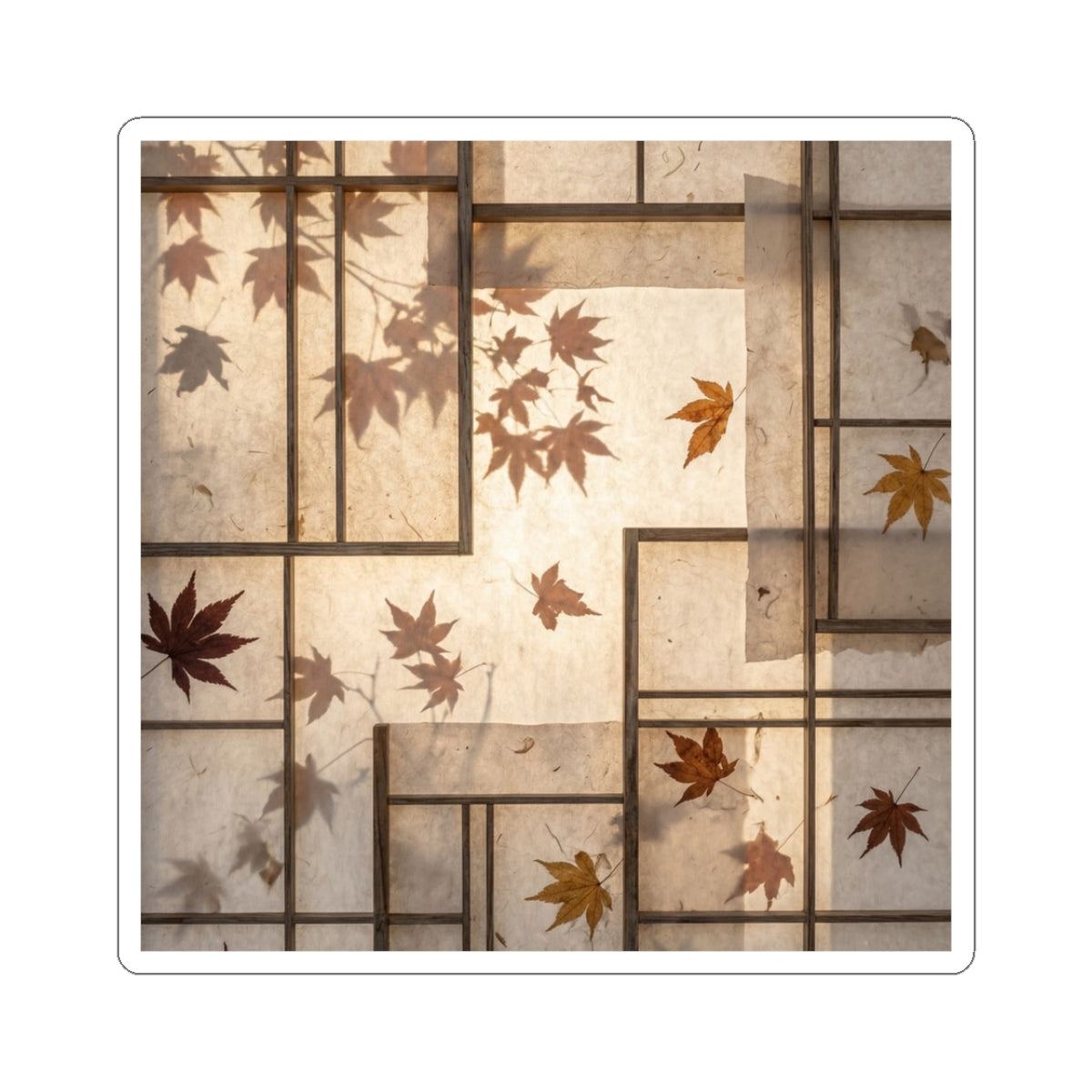 Shoji Screen Japanese Pattern Sticker | Warm Japandi Art Art Print