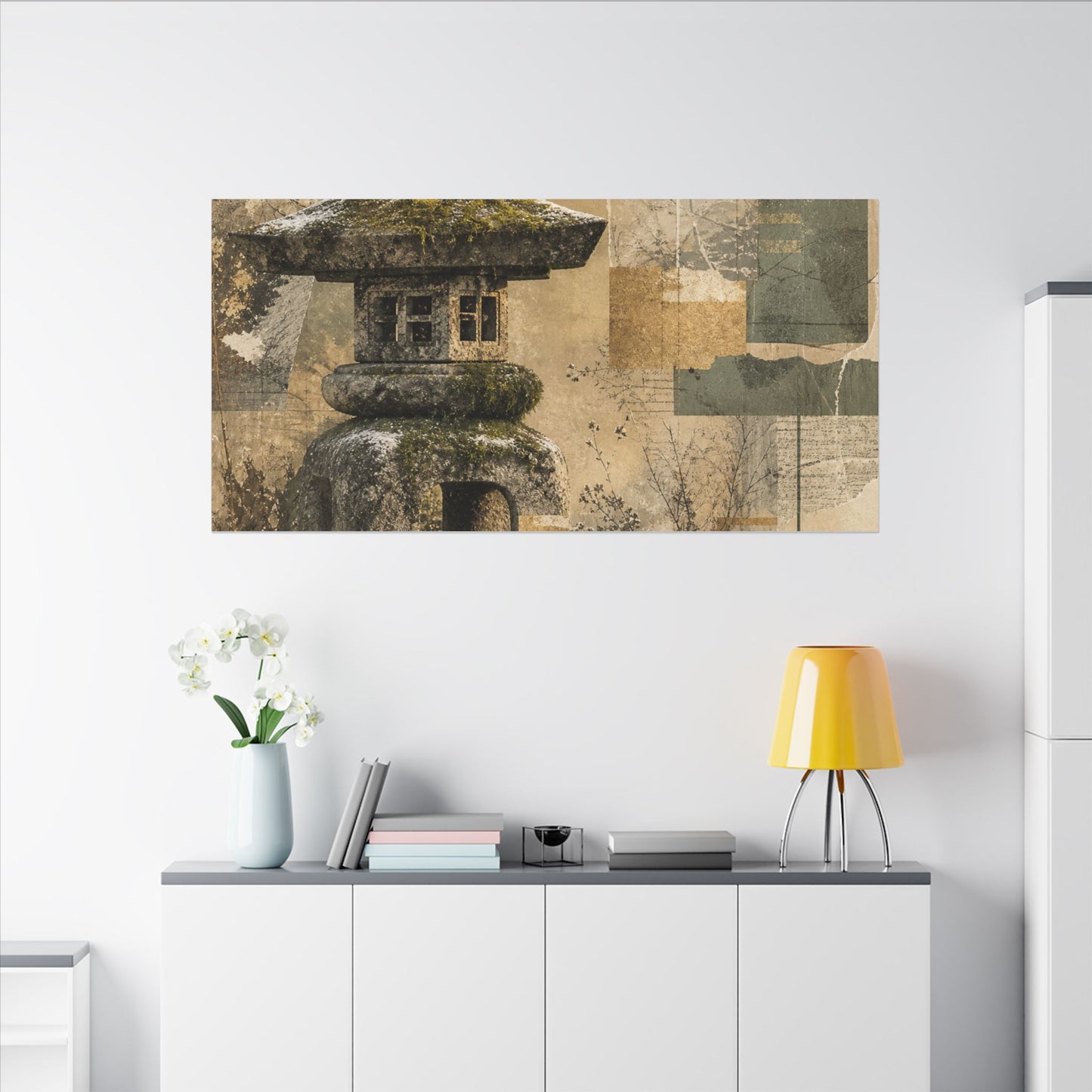 Elegant Stone Lantern Canvas Art - Texture Japandi