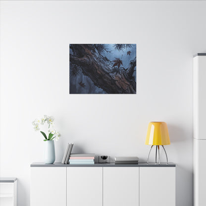 Atmospheric Pine Tree Canvas Art - Shadow Zen Dark Japandi