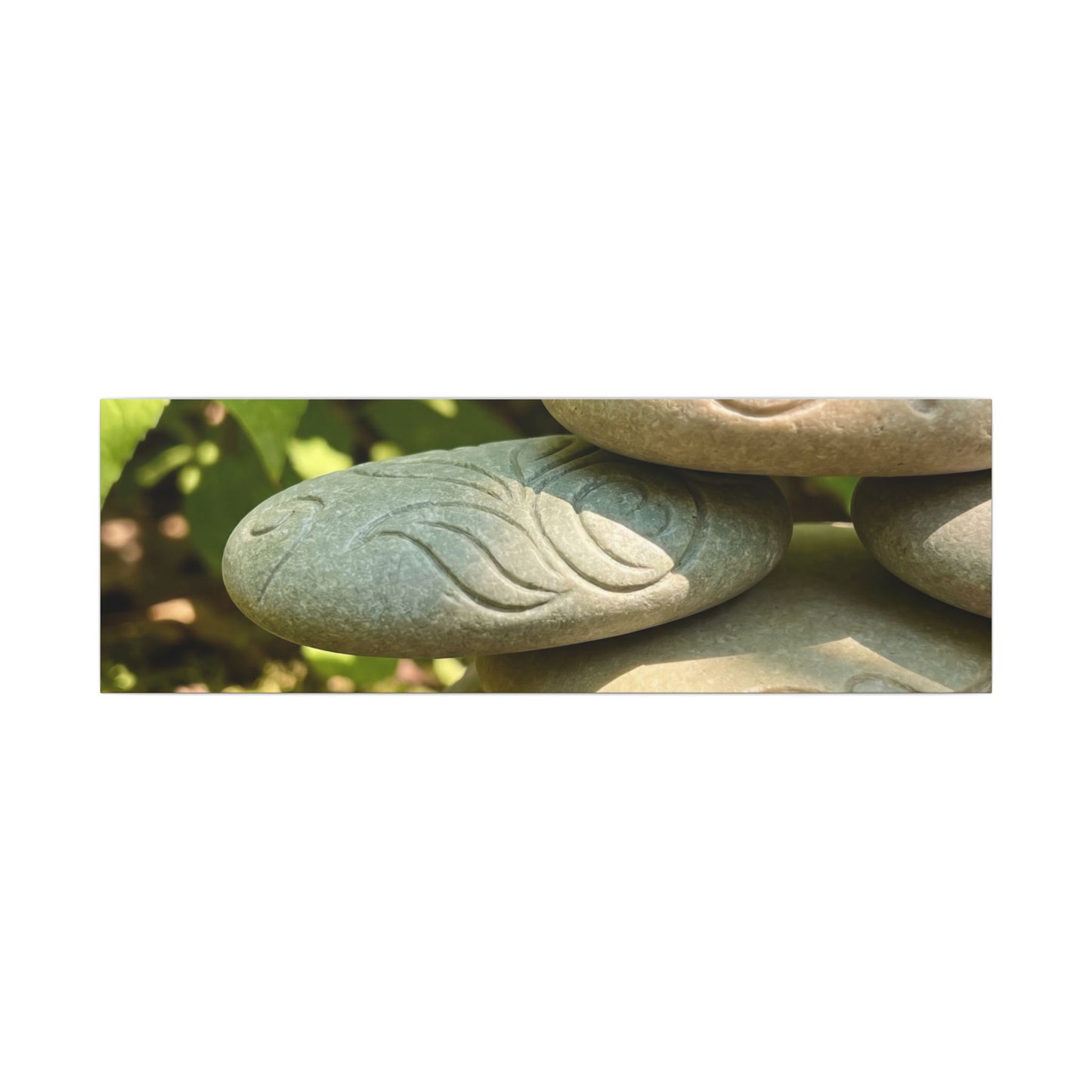 River Stones Summer Canvas Art | Japandi Earthy Design