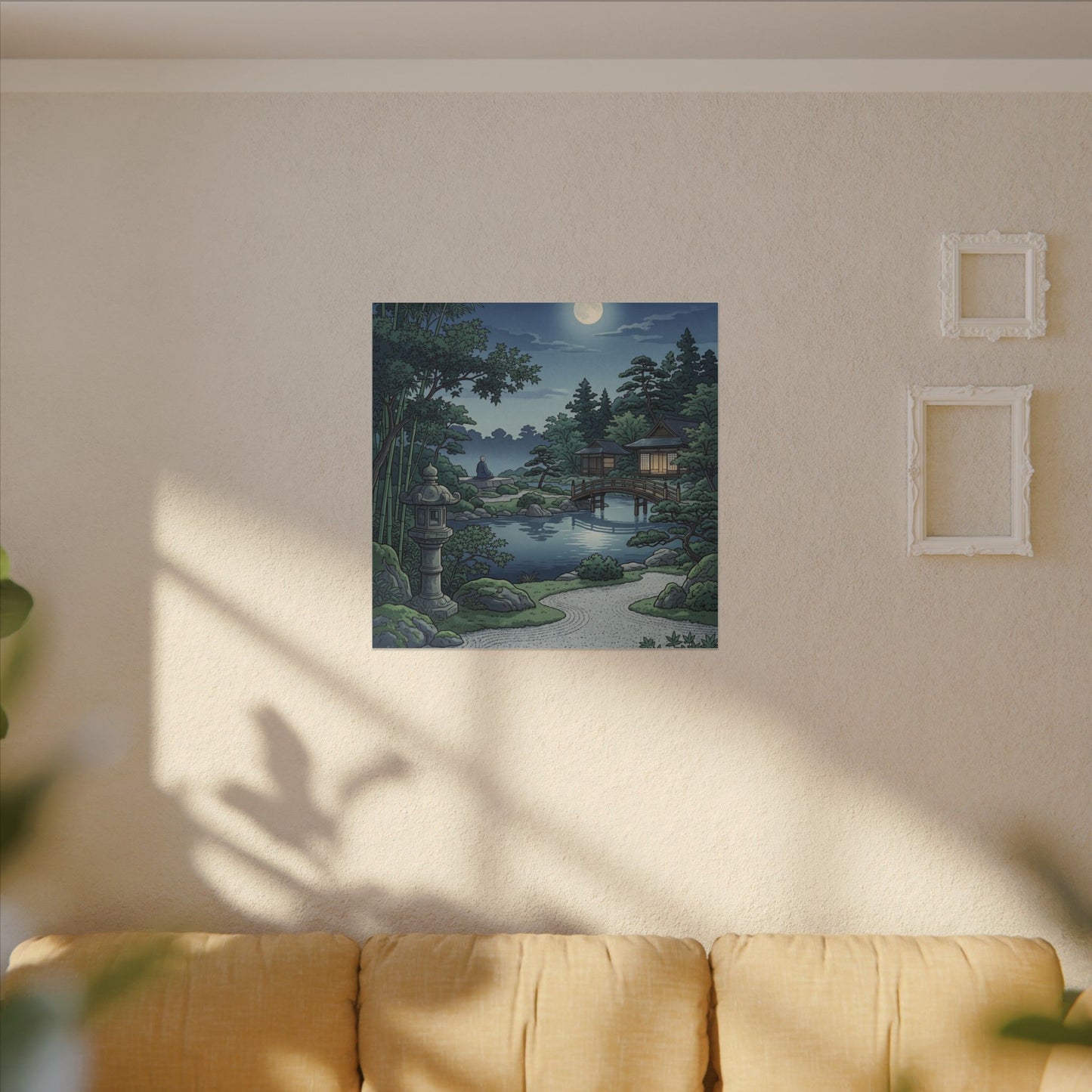 Summer Moonlit Garden Ukiyo E Inspired Canvas Art | Serene Decor