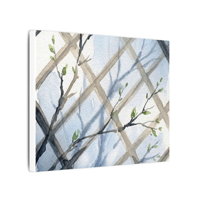 Shoji Screen Canvas Art | Spring Japandi Watercolor Art