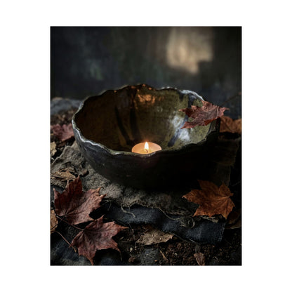 Autumn Ceramic Bowl Dark Texture Wall Art Print | Bold Decor
