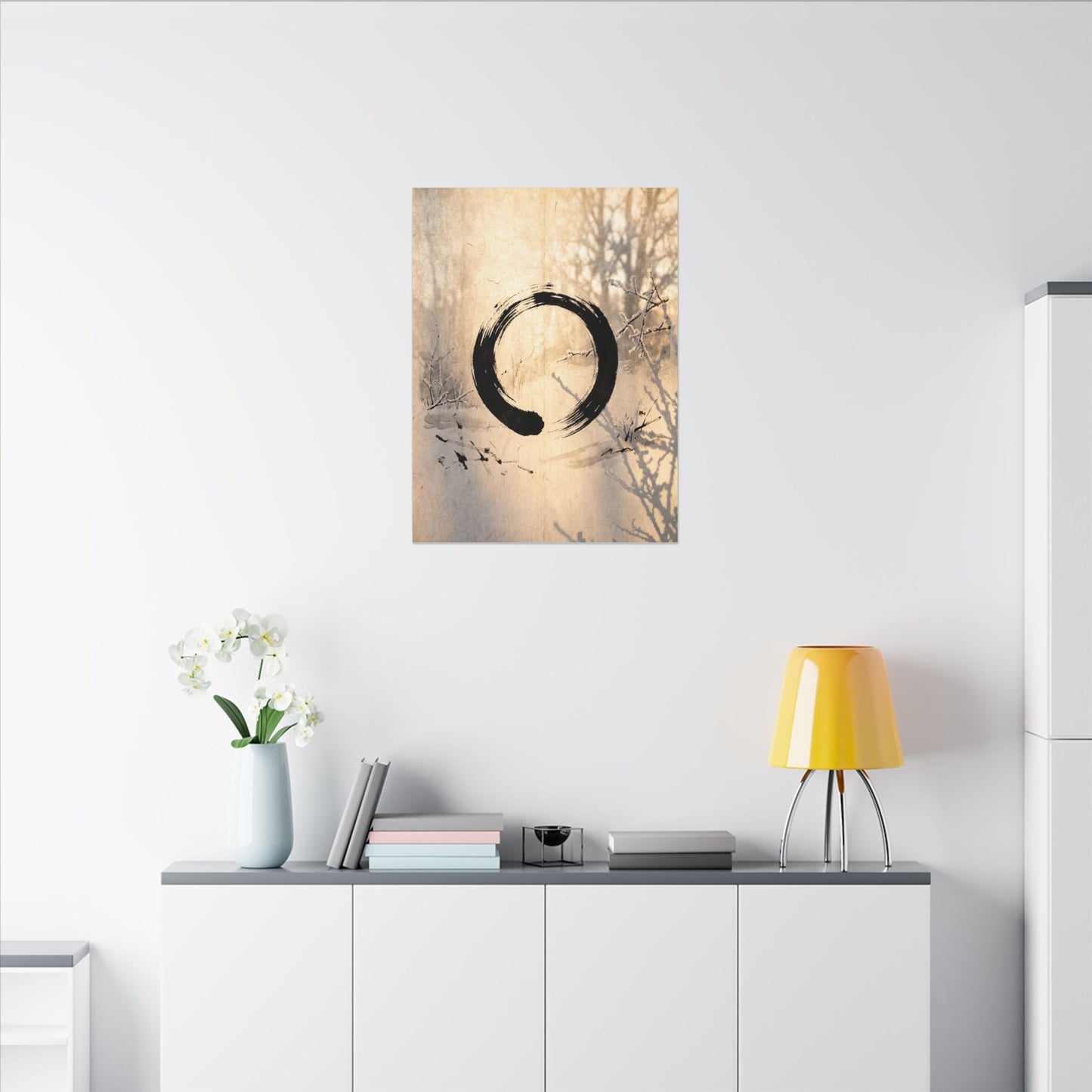 Shoji Screen Enso Canvas Art | Contemplative Zen Art