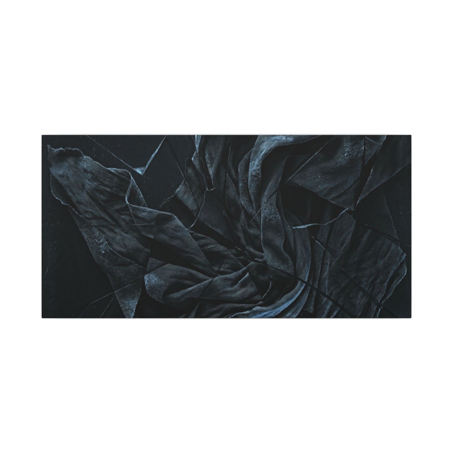 Dark Japandi Silk Drape in Moonlight | Moody Minimal Canvas Art
