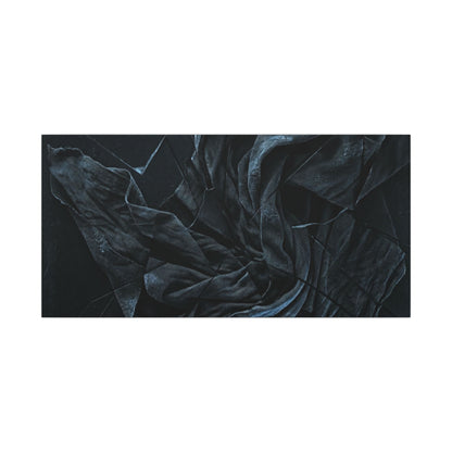 Dark Japandi Silk Drape in Moonlight | Moody Minimal Canvas Art