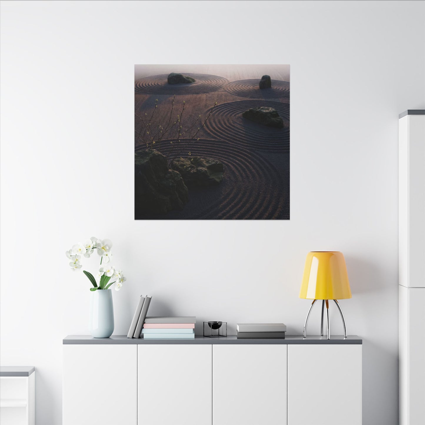 Spring Rock Garden Shadow Zen Canvas Art | Luxurious Decor