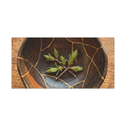 Ceramic Bowl Gold Repair Canvas Art | Resilient Kintsugi Art