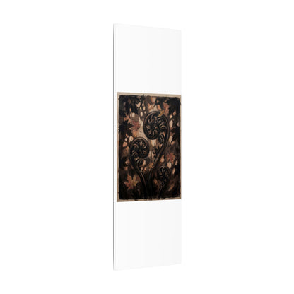 Mono No Aware Fern Unfurling Canvas Art - Dark Japandi Charcoal Ink