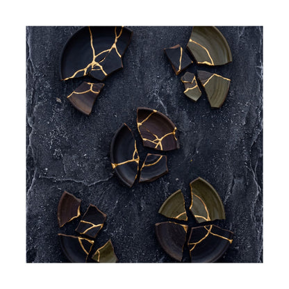 Moody Broken Pottery Wall Art Print - Shadow Zen Dark Japandi