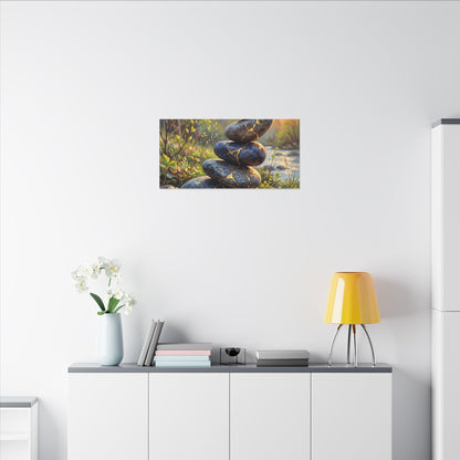 Spring River Stones Gold Repair Canvas Art | Healing Decor