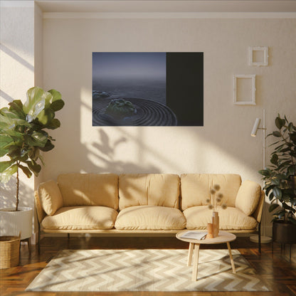 Ma Rock Garden Canvas Art - Dark Japandi Moody Minimal