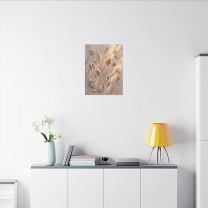 Japandi Dried Flowers in Golden Hour | Watercolor Canvas Art