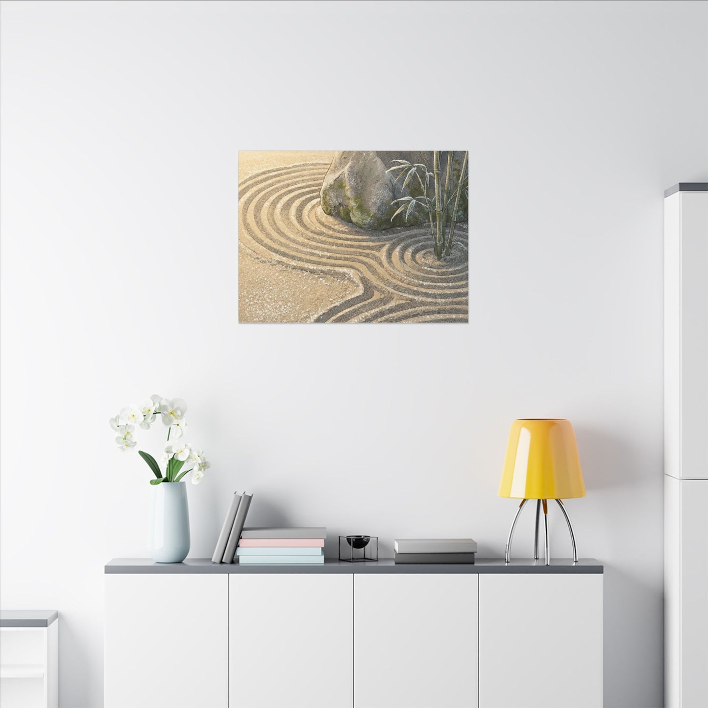 Rock Garden Winter Canvas Art | Zen Peaceful Design