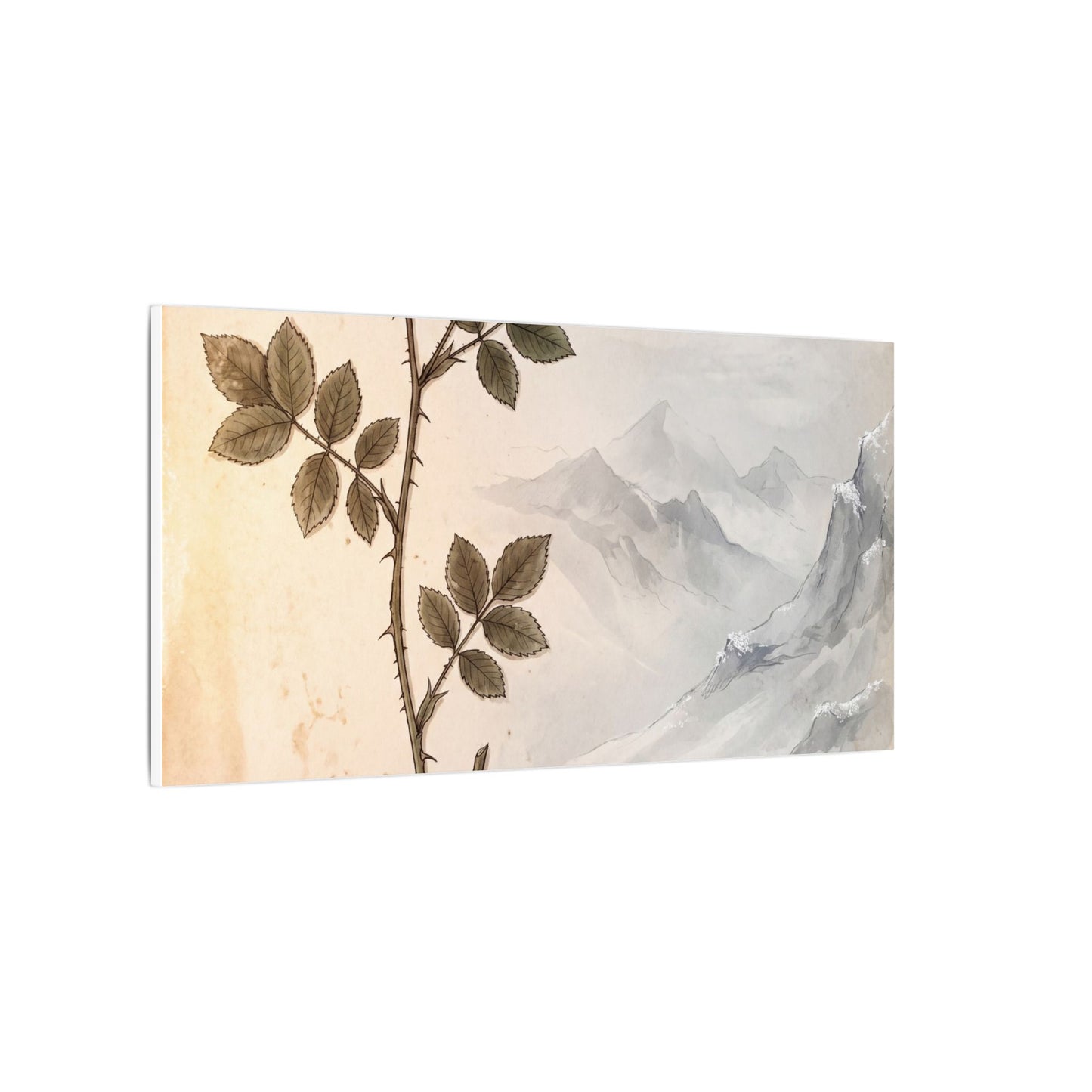 Winter Mountain Mist Herbarium Canvas Art | Earthy Decor