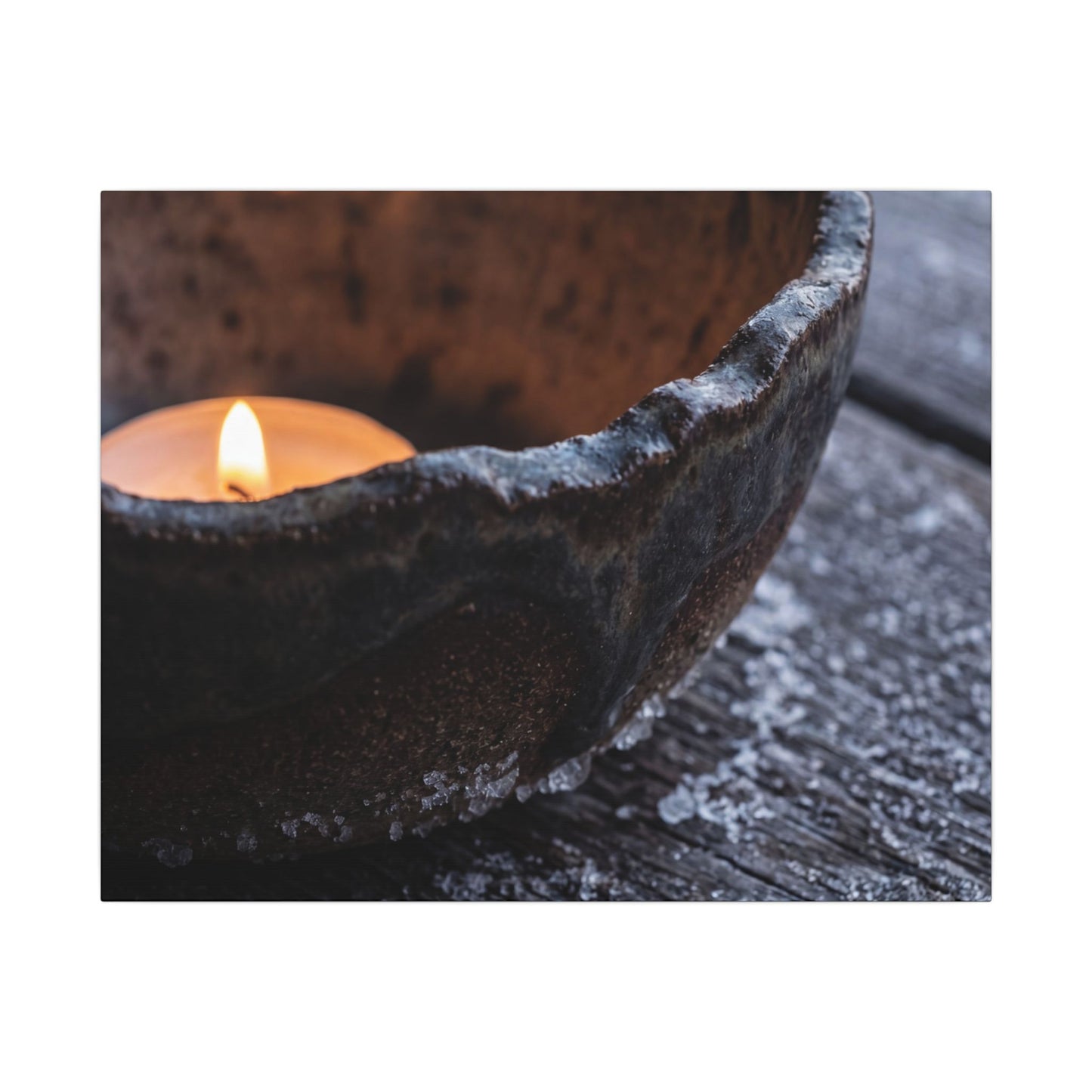 Atmospheric Ceramic Bowl Canvas Art - Moody Minimal Dark Japandi Art Print