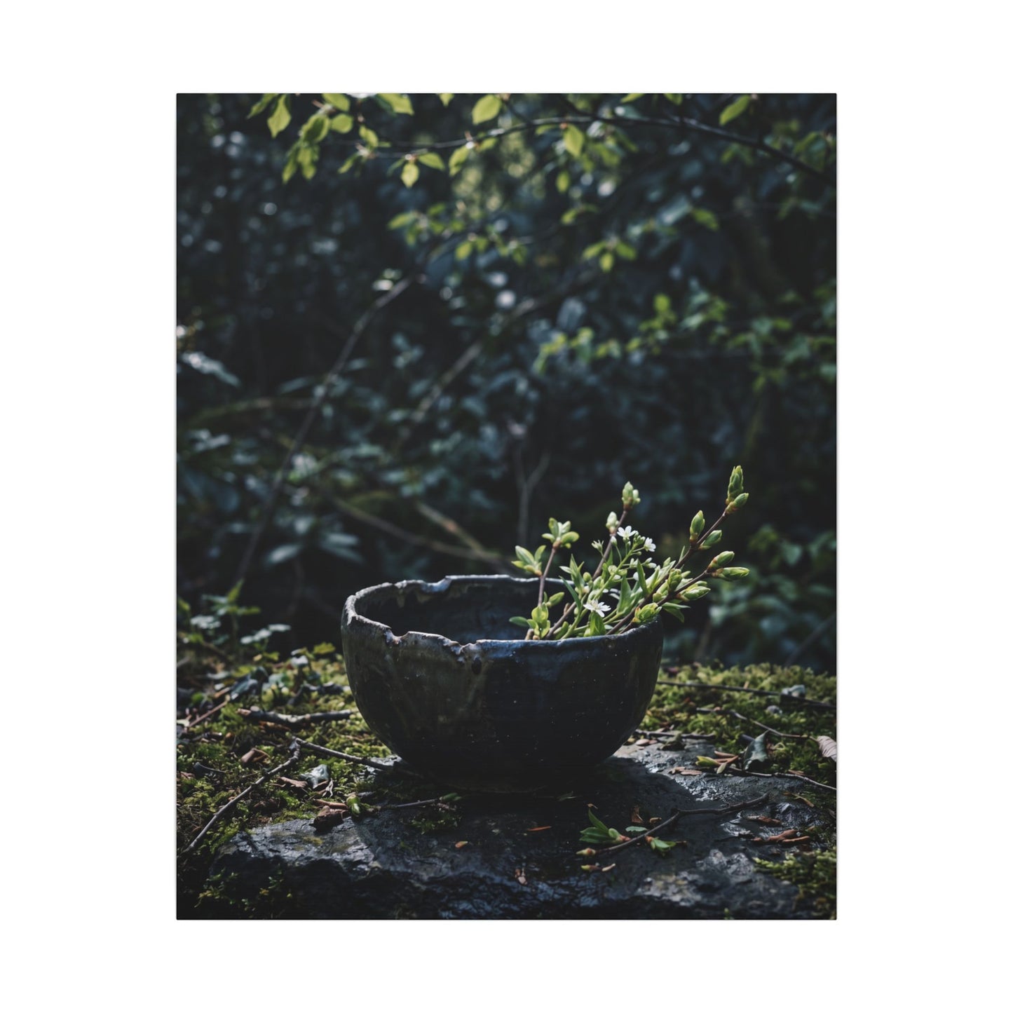 Dappled Ceramic Bowl Canvas Art - Dark Japandi Datsuzoku