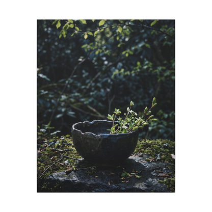 Dappled Ceramic Bowl Canvas Art - Dark Japandi Datsuzoku