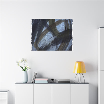 Ink Brushstroke Canvas Art | Winter Dark Japandi Shadow Zen Art