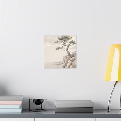Japandi Pine Tree in Dappled | Minimal Line Canvas Art