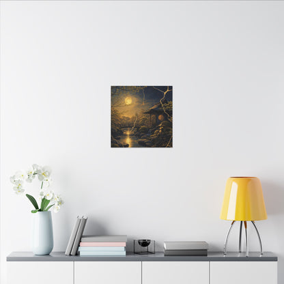 Spring Moonlit Garden Gold Vein Canvas Art | Resilient Decor