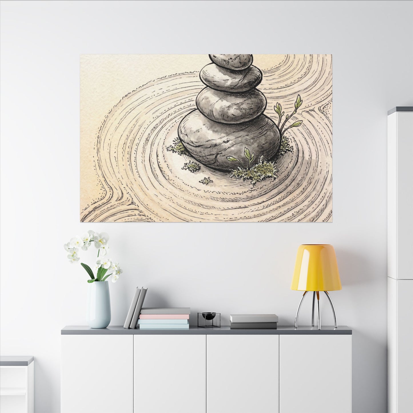 River Stones Spring Canvas Art | Zen Serene Design