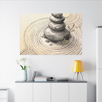 River Stones Spring Canvas Art | Zen Serene Design
