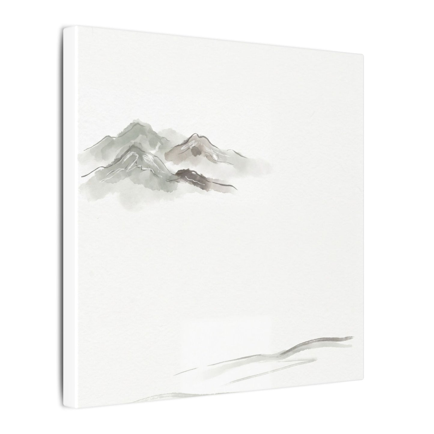 Winter Mountain Mist Minimal Line Canvas Art | Elegant Decor
