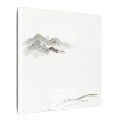 Winter Mountain Mist Minimal Line Canvas Art | Elegant Decor