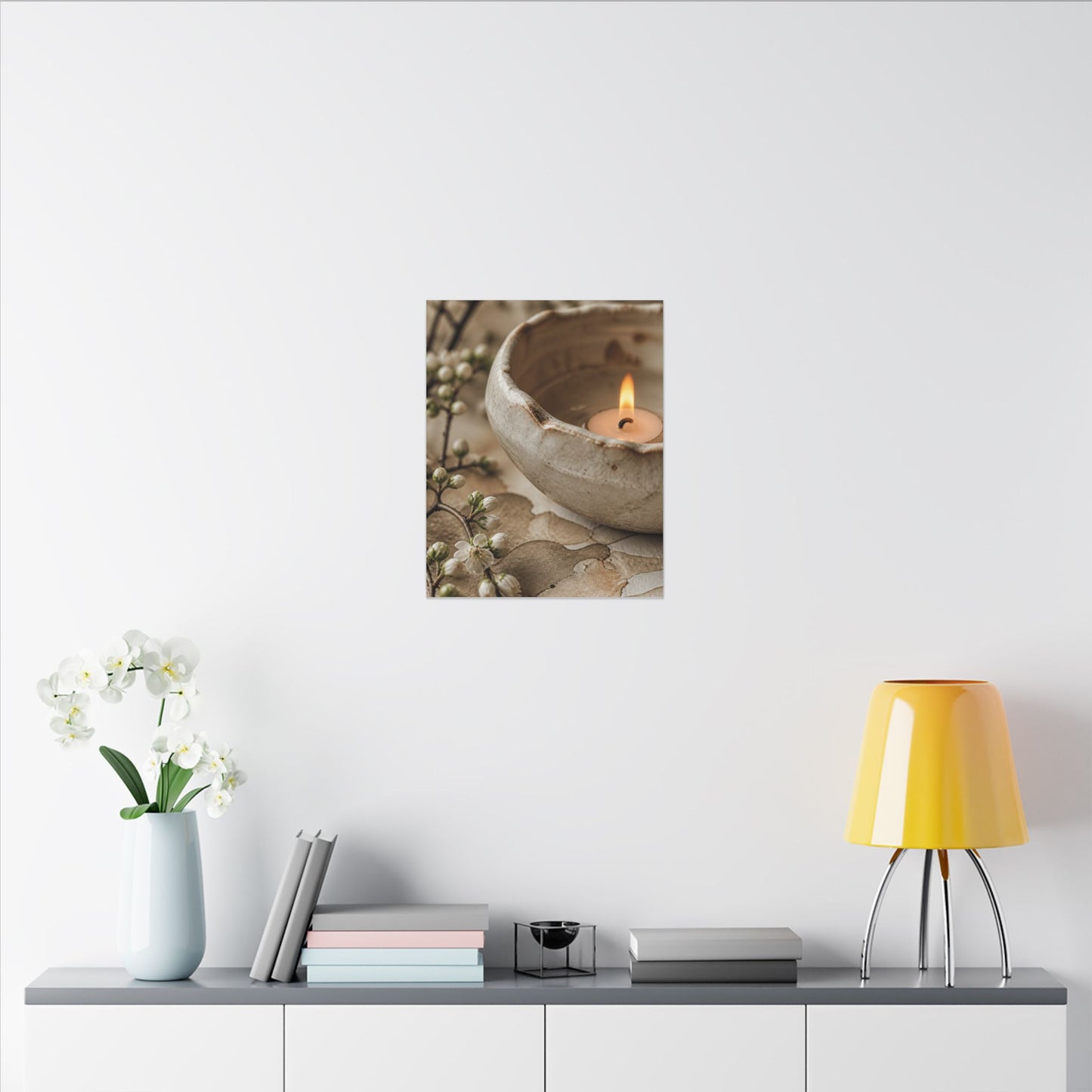 Kanso Ceramic Bowl Canvas Art - Japandi Watercolor