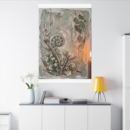 Datsuzoku Fern Unfurling Canvas Art - Japandi Texture