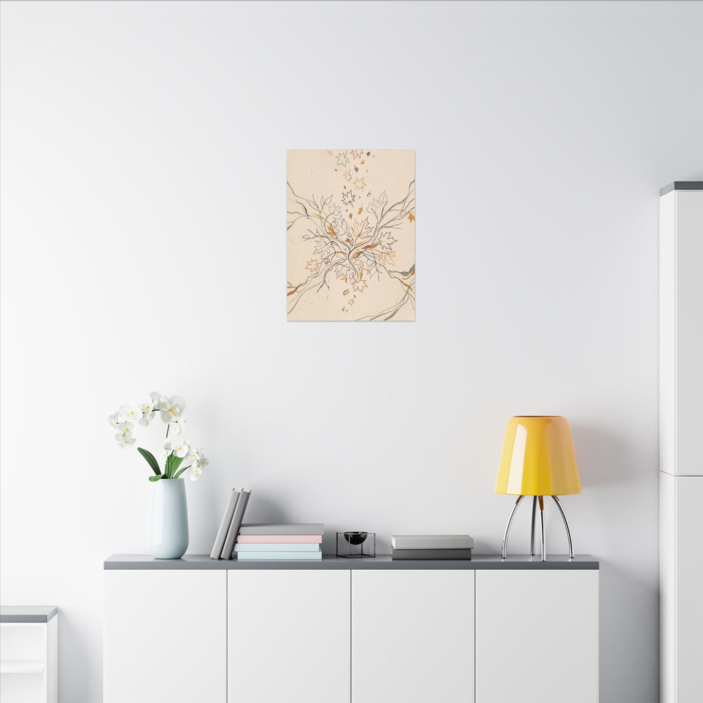 Warm Shadow Play Canvas Art - Minimal Line Japandi