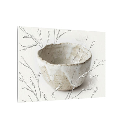 Neutral Ceramic Bowl Canvas Art - Minimal Line Japandi
