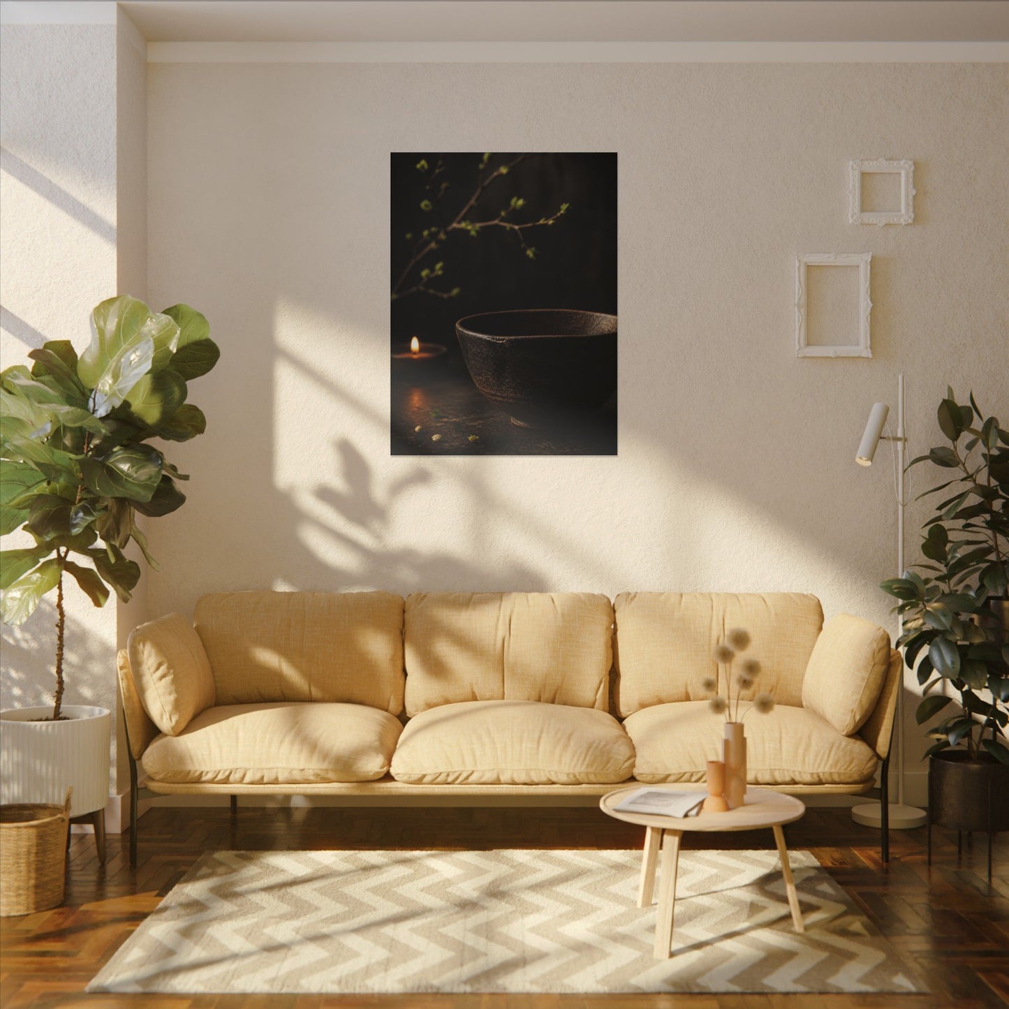 Moody Ceramic Bowl Canvas Art - Shadow Zen Dark Japandi